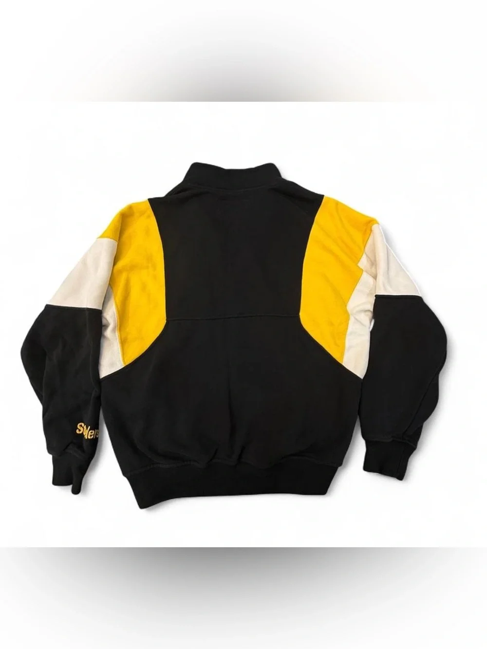 Abercrombie & Fitch Black, Yellow & Cream Quarter-Zip Pullover
